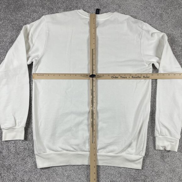 Adidas Sweatshirt Mens Medium Graphic Print Fleece Thin Streetwear White - Picture 10 of 15